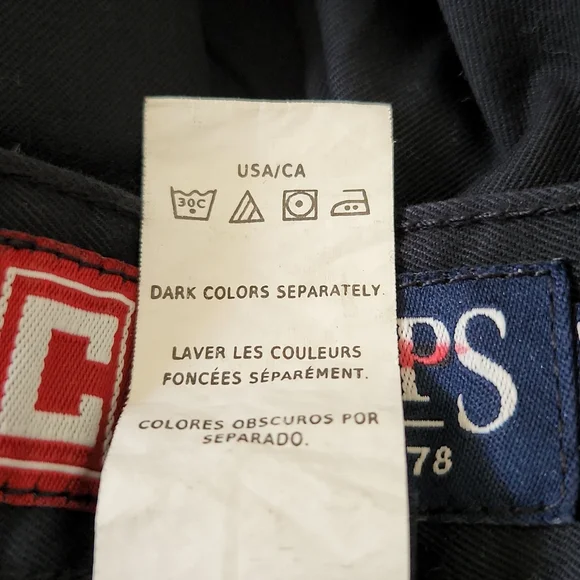 Chaps Mens W2 L32 Navy Pleated Pants 2 Front and Back Pockets Leg  Tag lengthOn - Picture 5 of 5